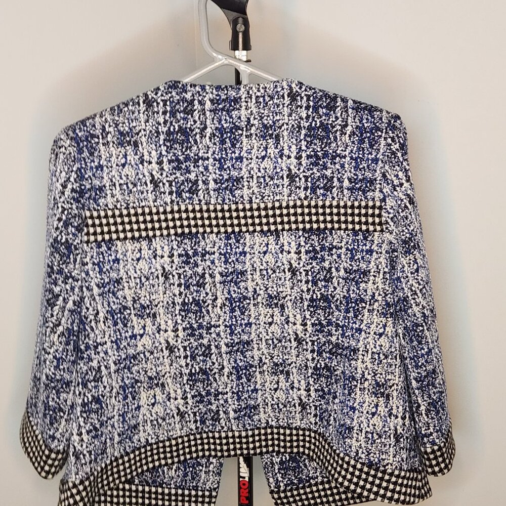 CAbi Tweed Bow Jacket - Size Medium - Blue with Houndstooth Trim - Picture 2 of 2